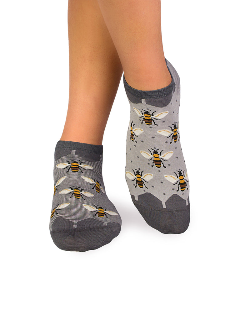 Socquettes en Bambou Abeilles - Grises - Pirin Hill
