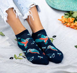 Socquettes en Bambou Oiseaux & Fleurs - Bleues marine