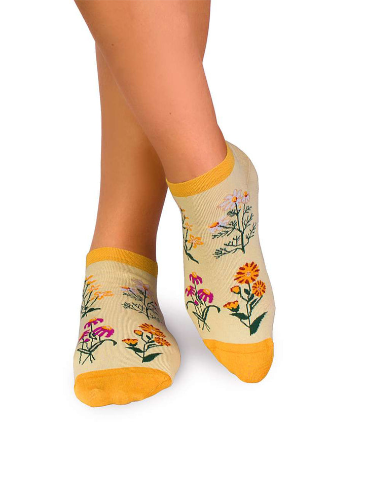 Socquettes Coton Bio Fleurs & Herbes - Jaunes - Pirin Hill