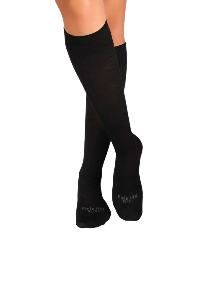 Chaussettes Compression Haut-Mollet Coton Mercerisé - Noir - Pirin Hill