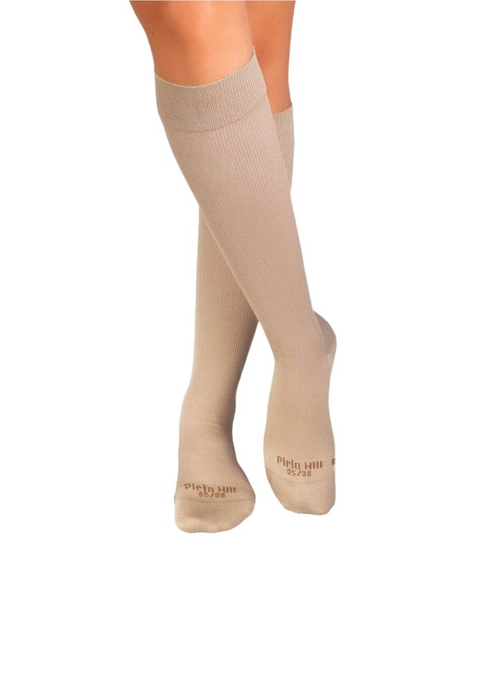 Chaussettes Compression Haut-Mollet Coton Mercerisé - Beige - Pirin Hill