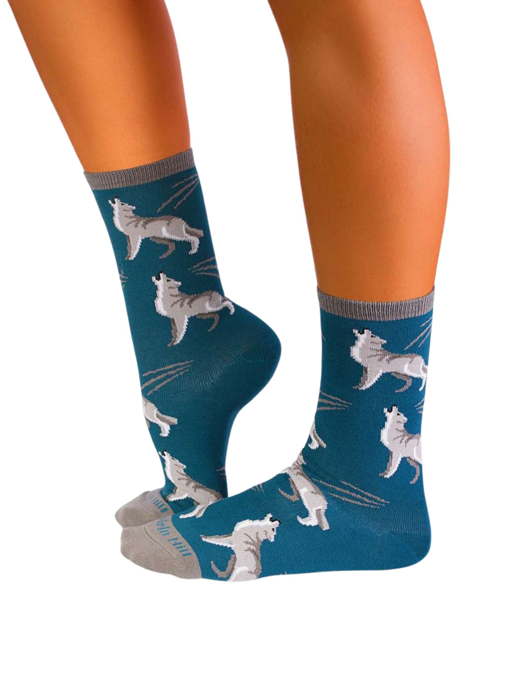 Chaussettes Coton Bleues Loups Blancs