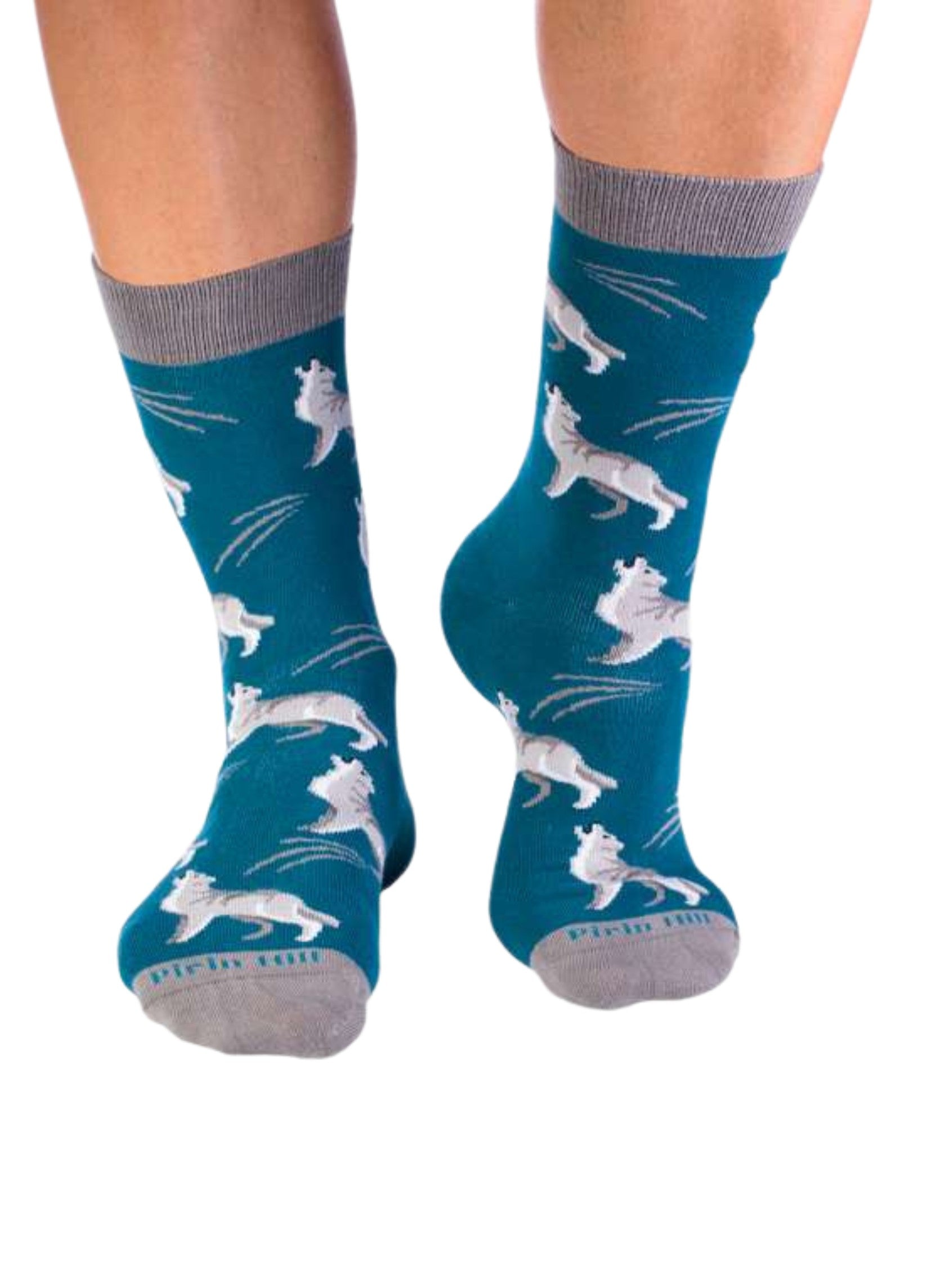 Chaussettes Coton Bleues Loups Blancs