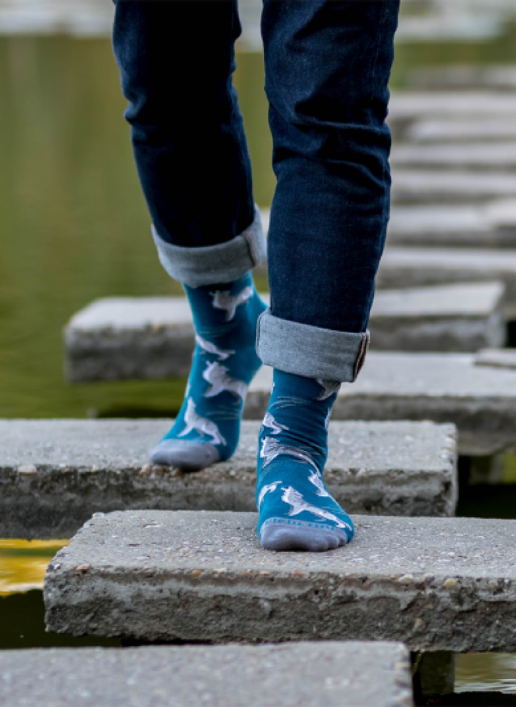 Chaussettes Coton Bleues Loups Blancs