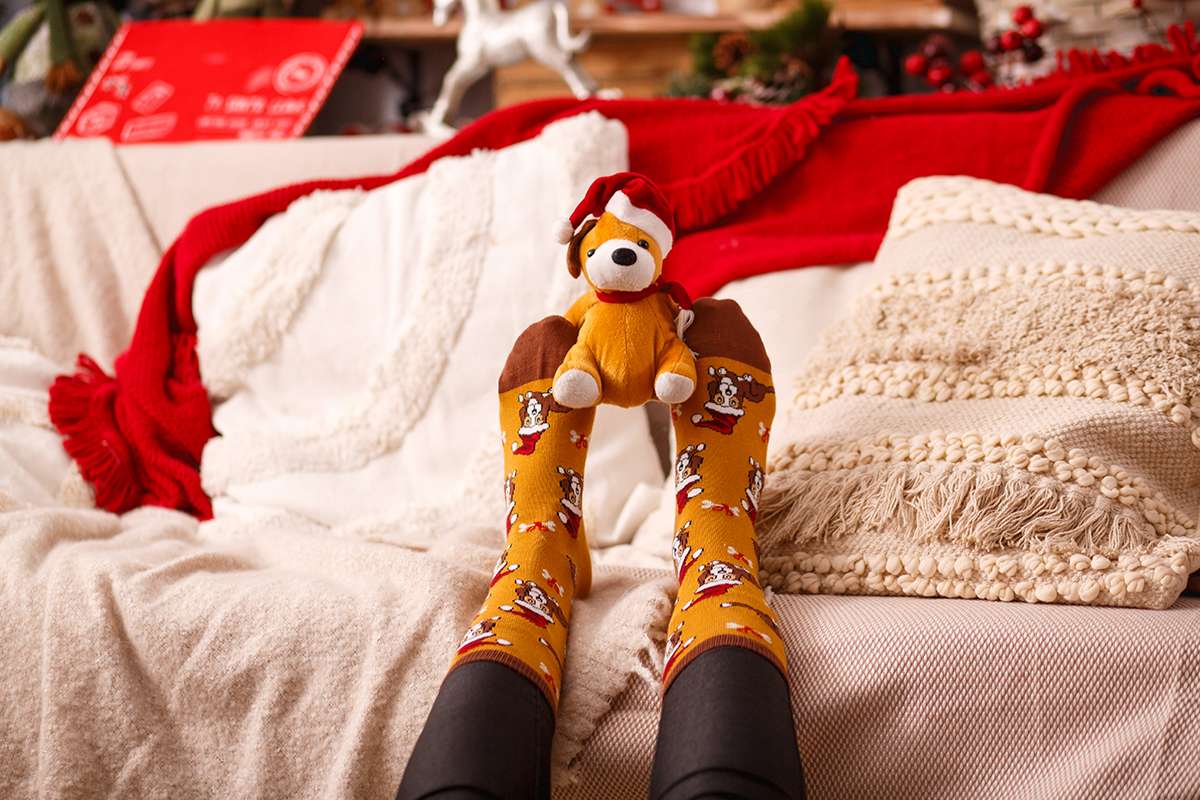 Chaussettes Enfants Coton Bio Chiens de Noël