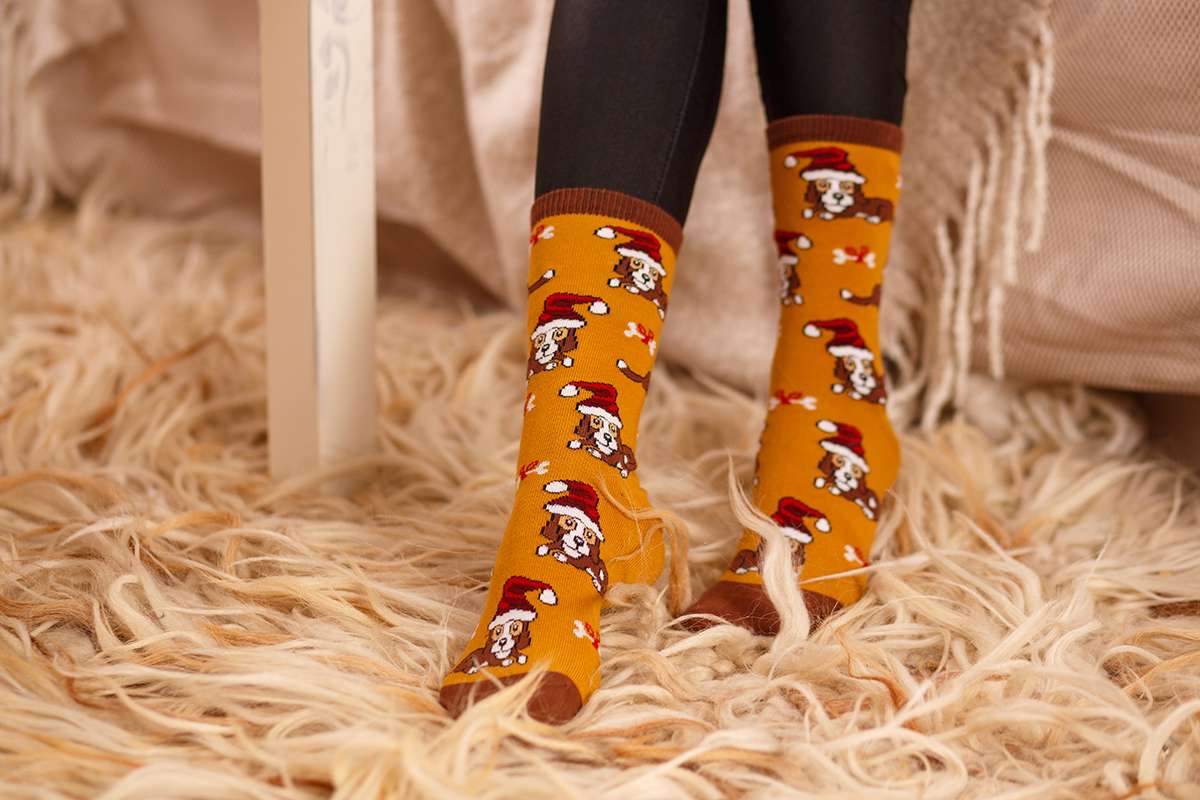 Chaussettes Coton Bio Chiens de Noël
