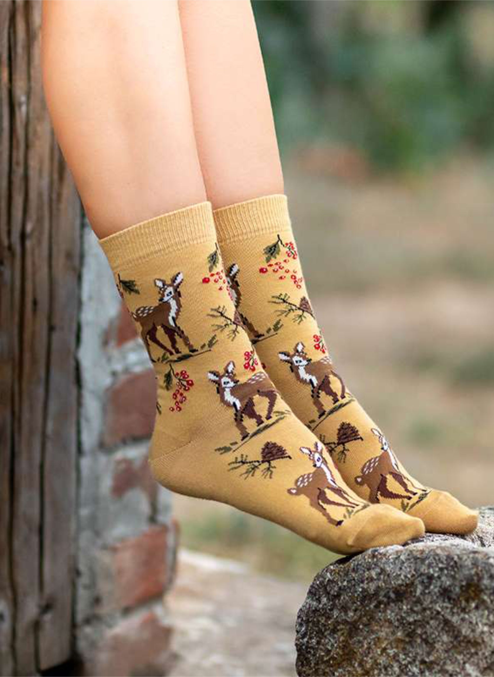 Chaussettes Coton Bio Automne Cerfs