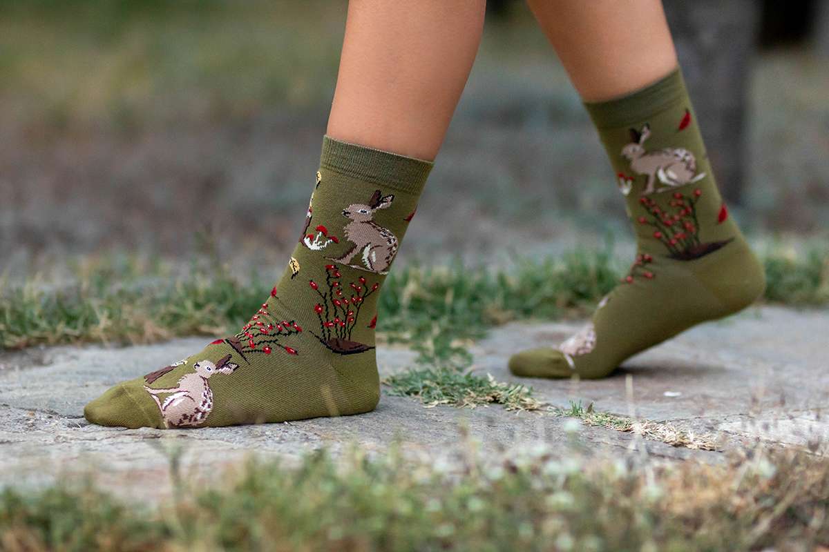 Chaussettes Coton Bio Automne Lièvres