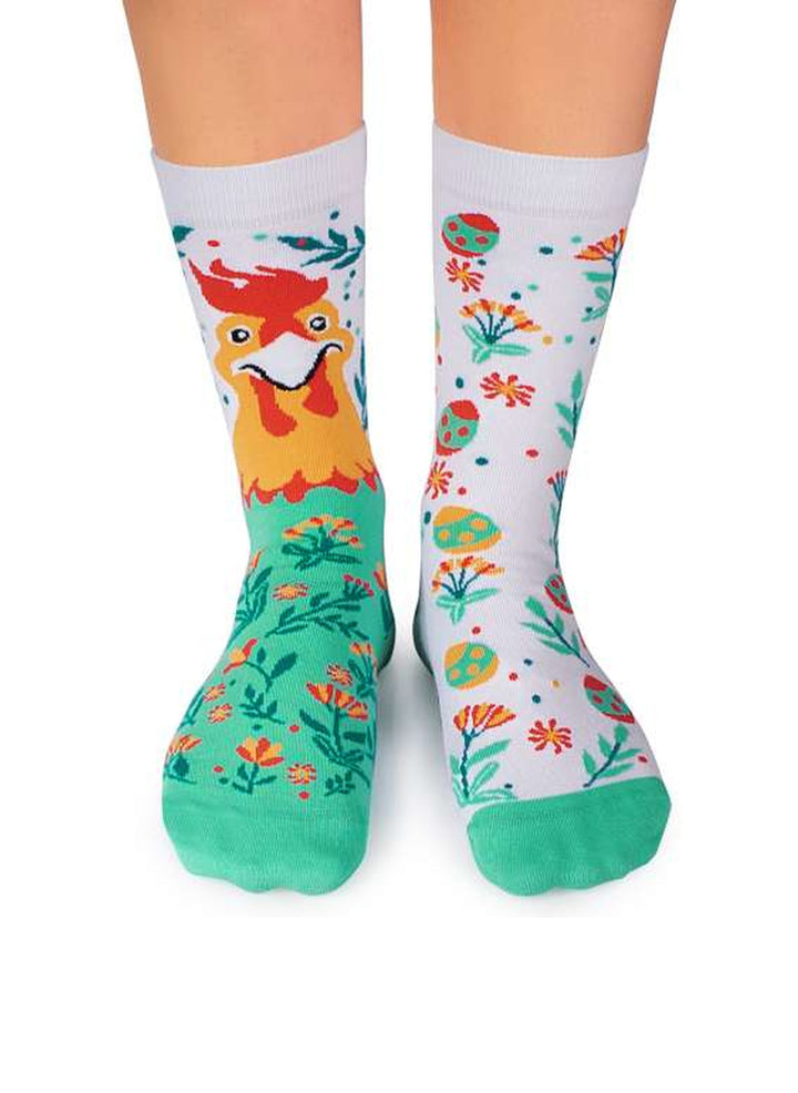 Chaussettes Arty Poulet de Pâques - Blanc & Menthe - Pirin Hill