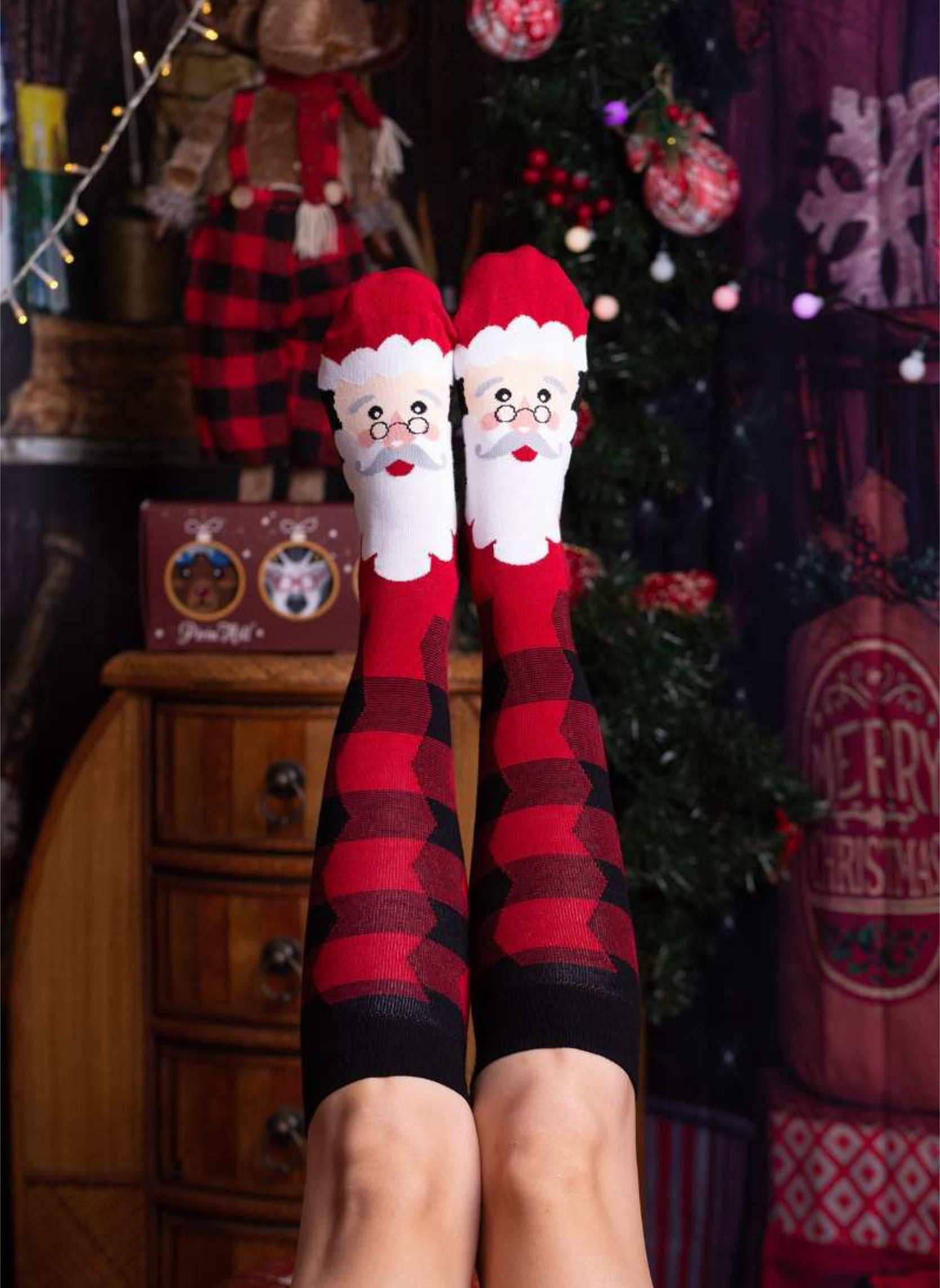 Chaussettes Enfants en Bambou Haut-Mollet Noël Père-Noël