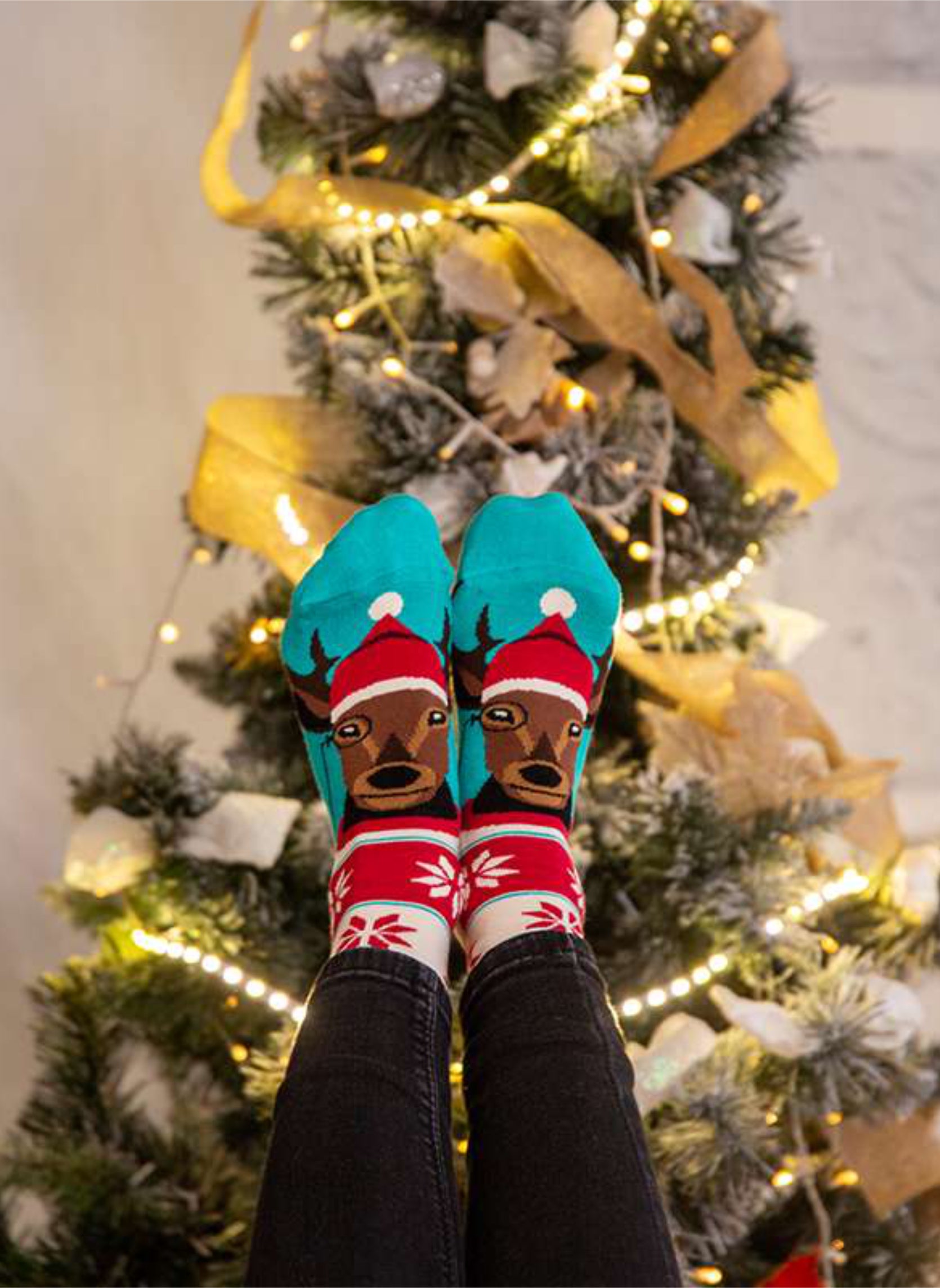 Chaussettes Enfants en Bambou Noël Rudolph le Renne