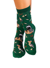 Chaussettes en Bambou Oiseaux & Fleurs - Vert foncé
