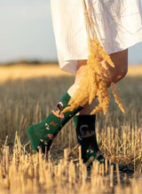 Chaussettes en Bambou Oiseaux & Fleurs - Vert foncé