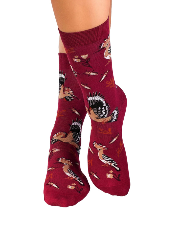 Chaussettes en Bambou Oiseaux & Fleurs - Bordeaux - Pirin Hill