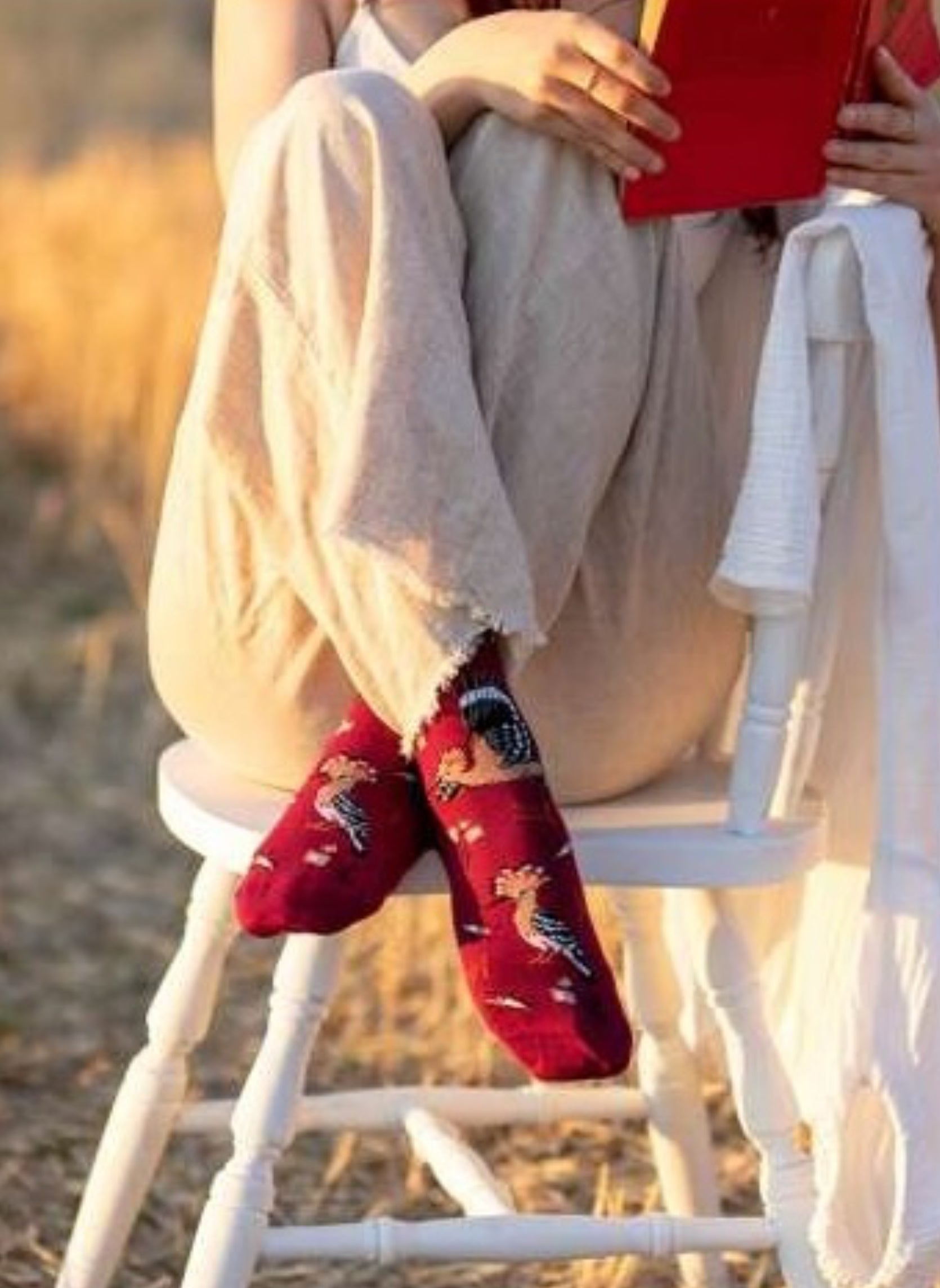 Chaussettes en Bambou Oiseaux & Fleurs - Bordeaux