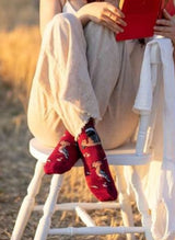 Chaussettes en Bambou Oiseaux & Fleurs - Bordeaux