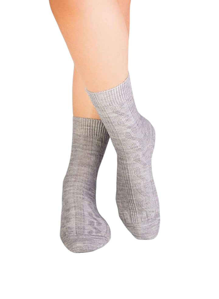 Chaussettes Laine Mérinos Épaisses - Gris Tressé - Pirin Hill