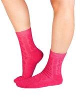 Chaussettes Laine Mérinos Épaisses - Fuchsia Tressé