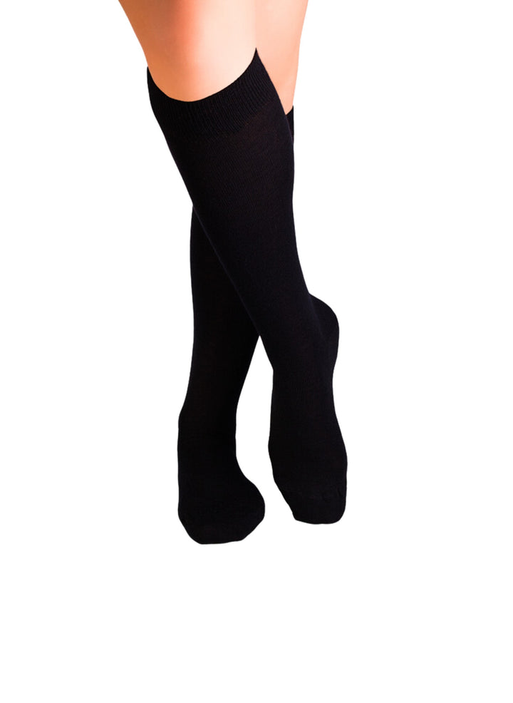 Chaussettes Haut-Mollet Laine Mérinos & Coton Noires - Pirin Hill