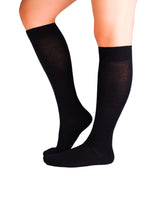 Chaussettes Haut-Mollet Laine Mérinos & Coton Noires