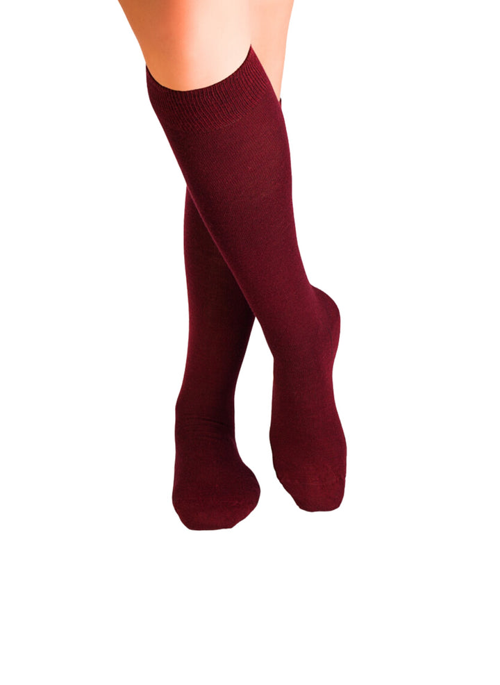 Chaussettes Haut-Mollet Laine Mérinos & Coton Bordeaux - Pirin Hill