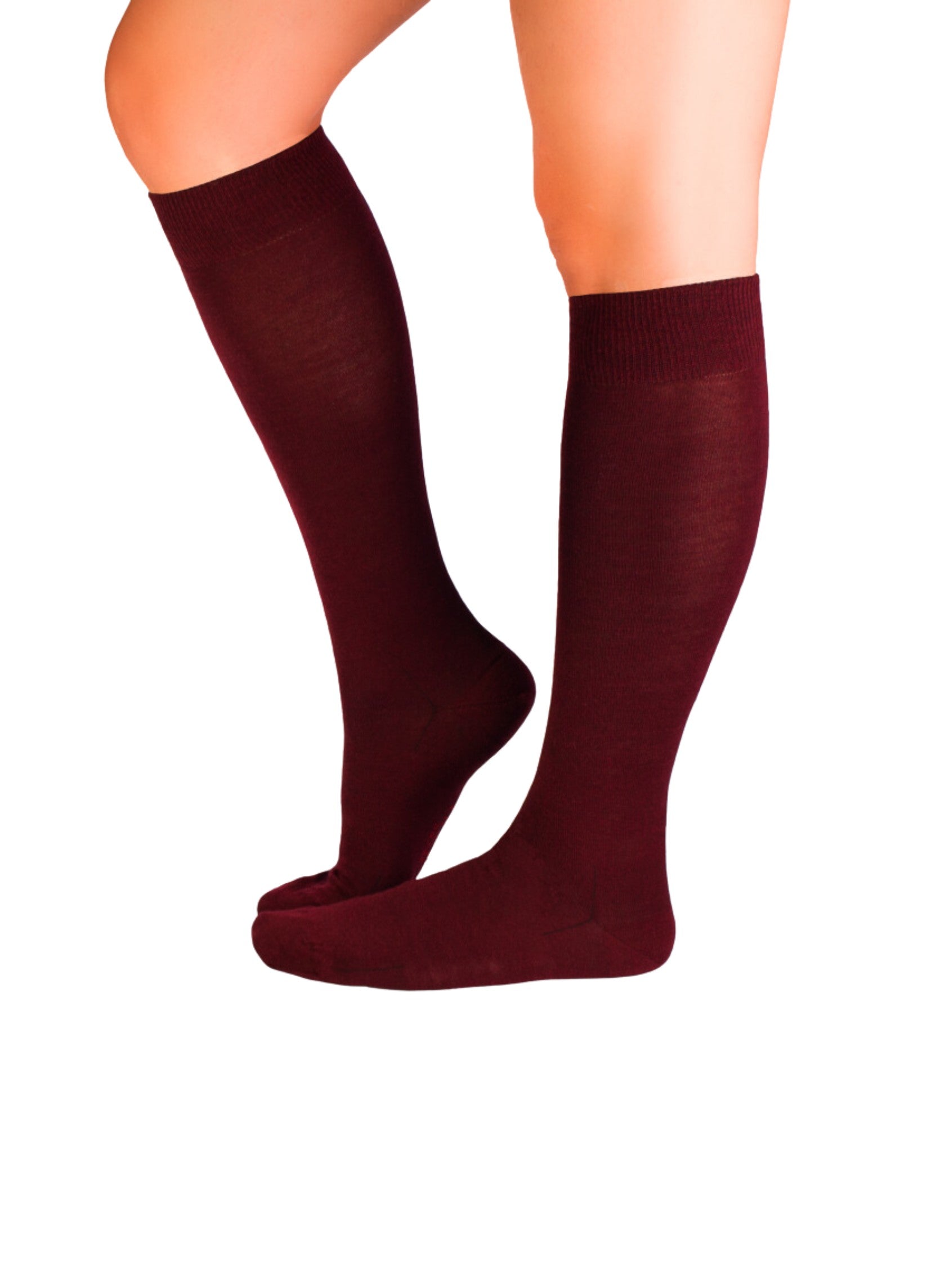 Chaussettes Haut-Mollet Laine Mérinos & Coton Bordeaux