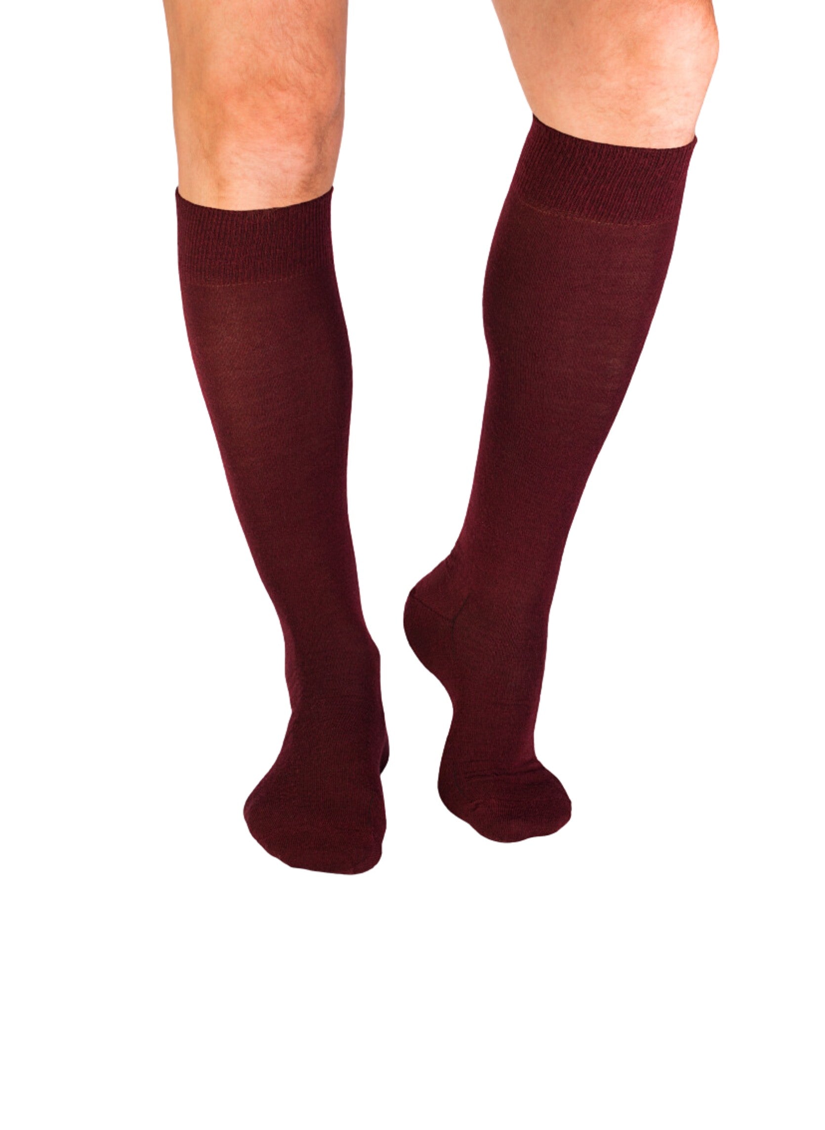 Chaussettes Haut-Mollet Laine Mérinos & Coton Bordeaux