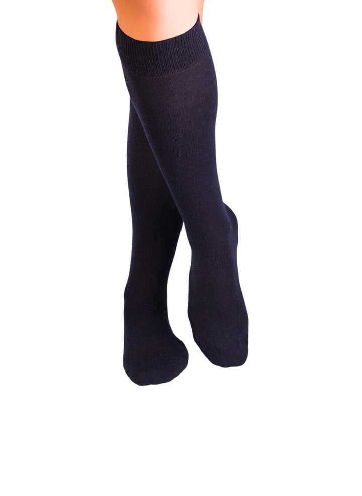 Chaussettes Haut-Mollet Laine Mérinos & Coton Bleu Marine - Pirin Hill