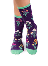 Chaussettes Coton Bio Fleurs & Herbes - Violettes