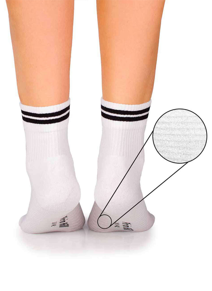 Chaussettes Courtes Active Day Blanches Bandes Noires - Pirin Hill