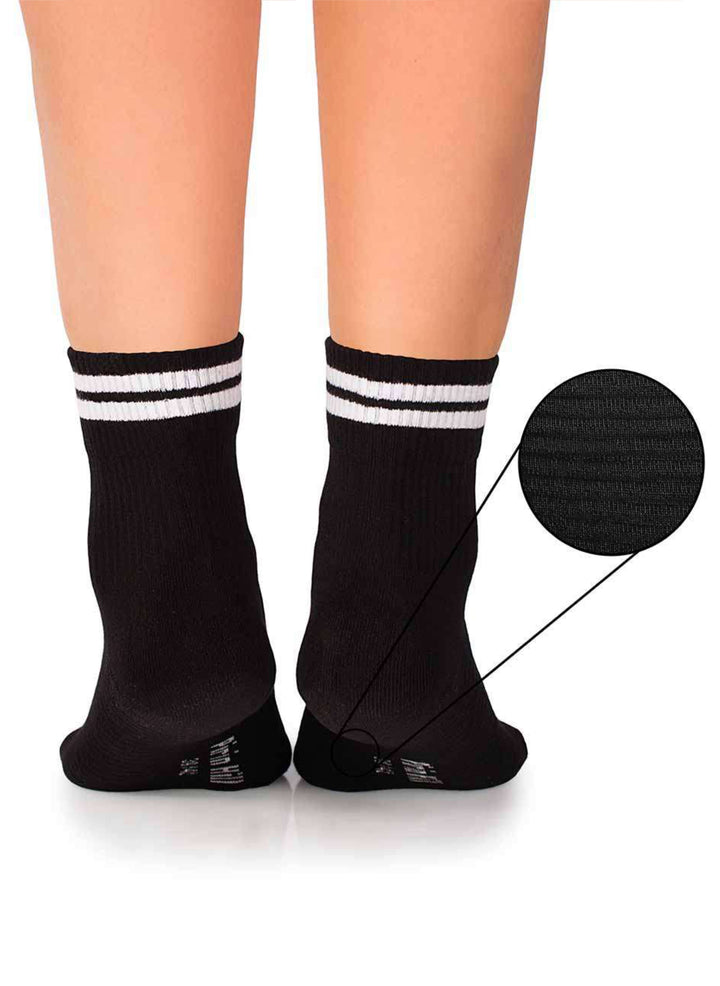 Chaussettes Courtes Active Day Noires Bandes Blanches - Pirin Hill