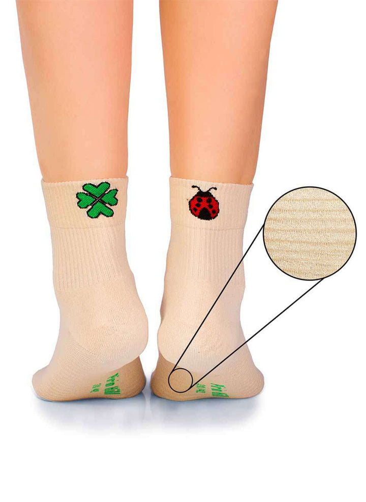 Chaussettes Courtes Active Day Écrues Trèfle & Coccinelle - Pirin Hill