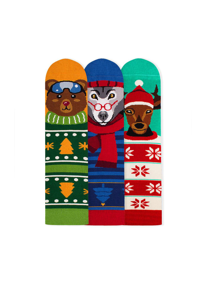 Coffret de 3 Paires de Chaussettes en Bambou - Ours, Loup, Cerf - Pirin Hill