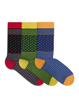 Boite de 3 Paires de Chaussettes Fines en Bambou Rayures & Pois