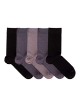 Coffret de 5 Paires de Chaussettes Bambou Unies Noires & Grises