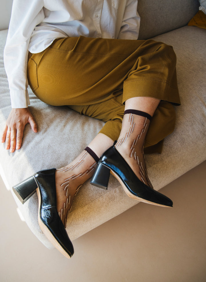 Chaussettes Transparentes Palina Brune - Atelier St Eustache