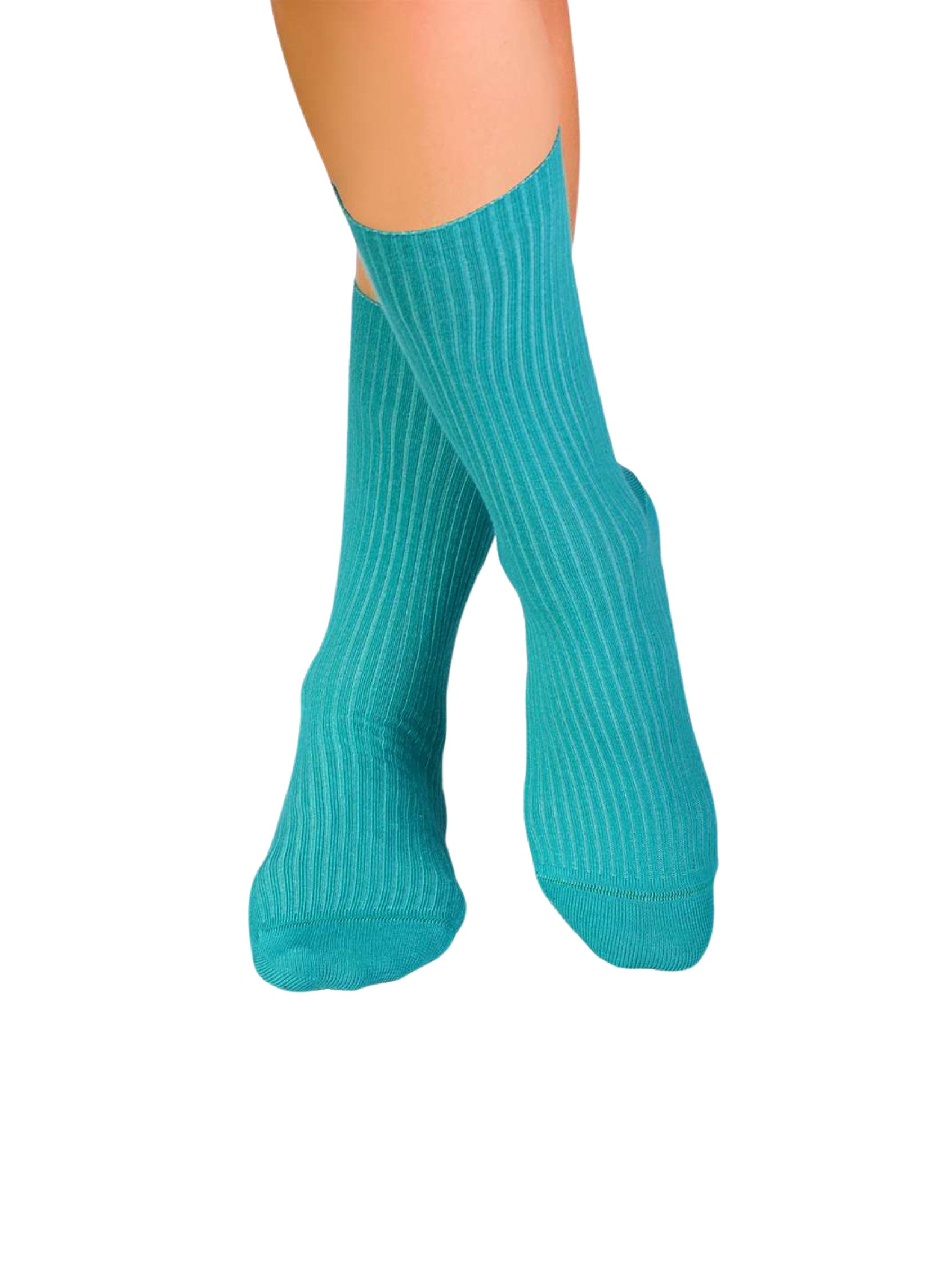 Chaussettes Sans Élastique Coton Bio Turquoise