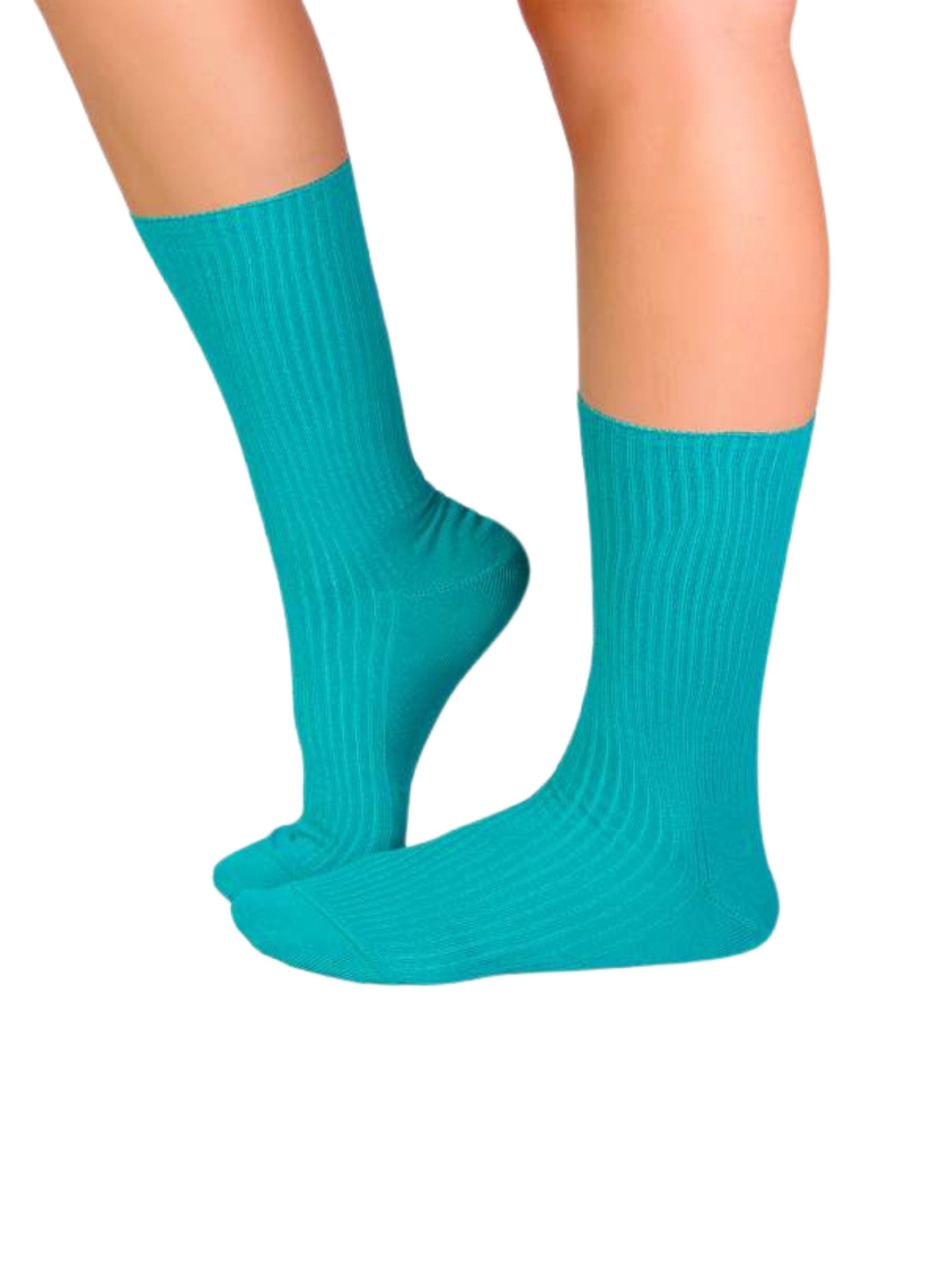 Chaussettes Sans Élastique Coton Bio Turquoise