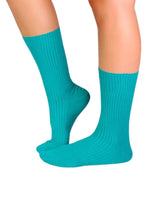 Chaussettes Sans Élastique Coton Bio Turquoise