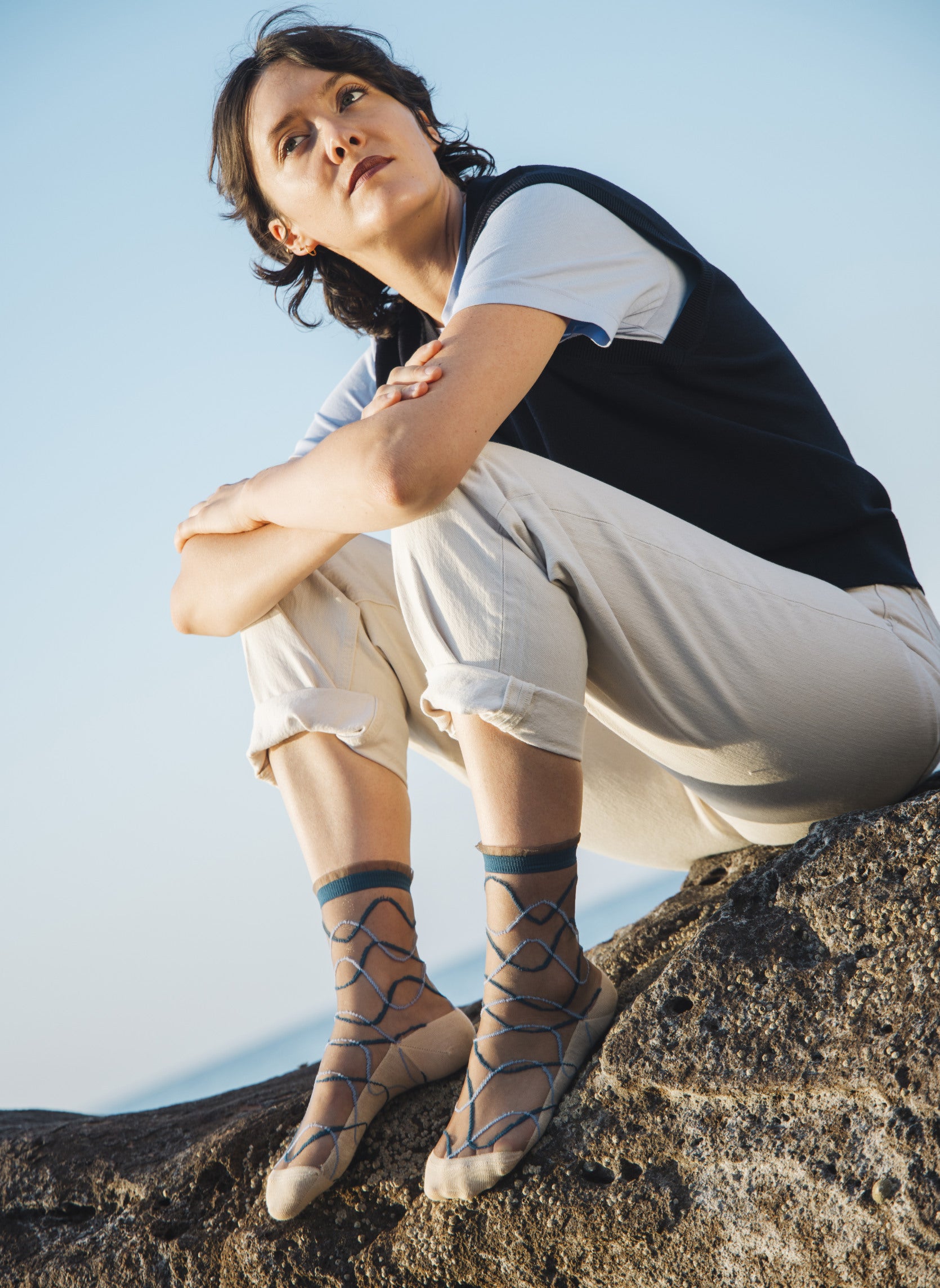 Chaussettes Transparentes Riflessi Bleue