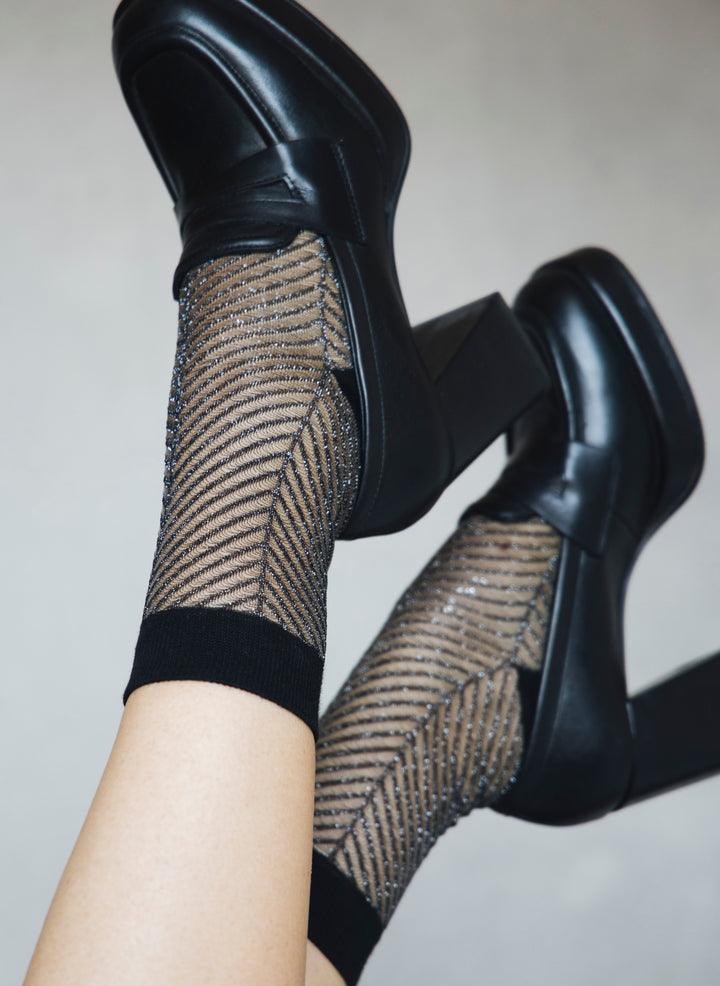 Chaussettes Transparentes à Paillettes Sapin Argenté - Atelier St Eustache