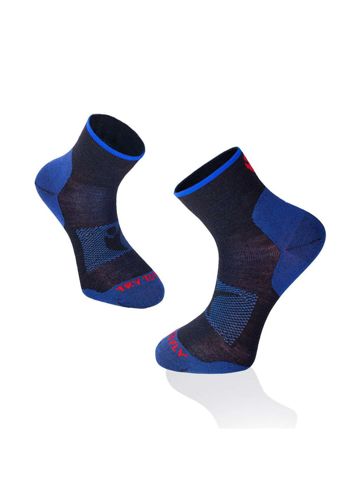 Chaussettes de Randonnée Courtes Fines Laine Mérinos Bleues - Try To Fly