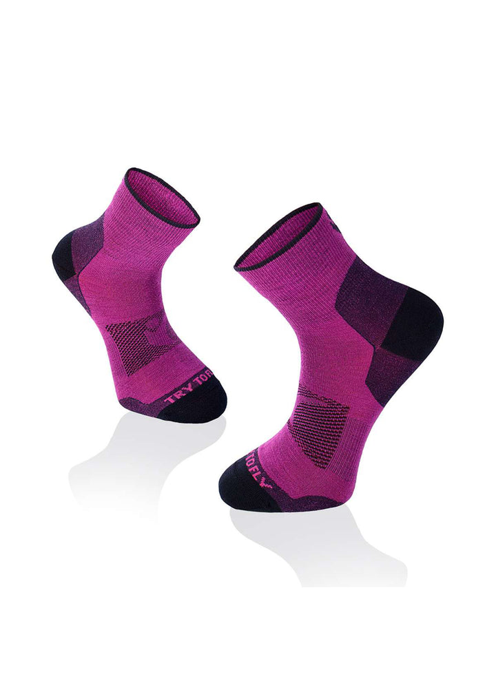 Chaussettes de Randonnée Courtes Fines Laine Mérinos Fuchsia - Try To Fly