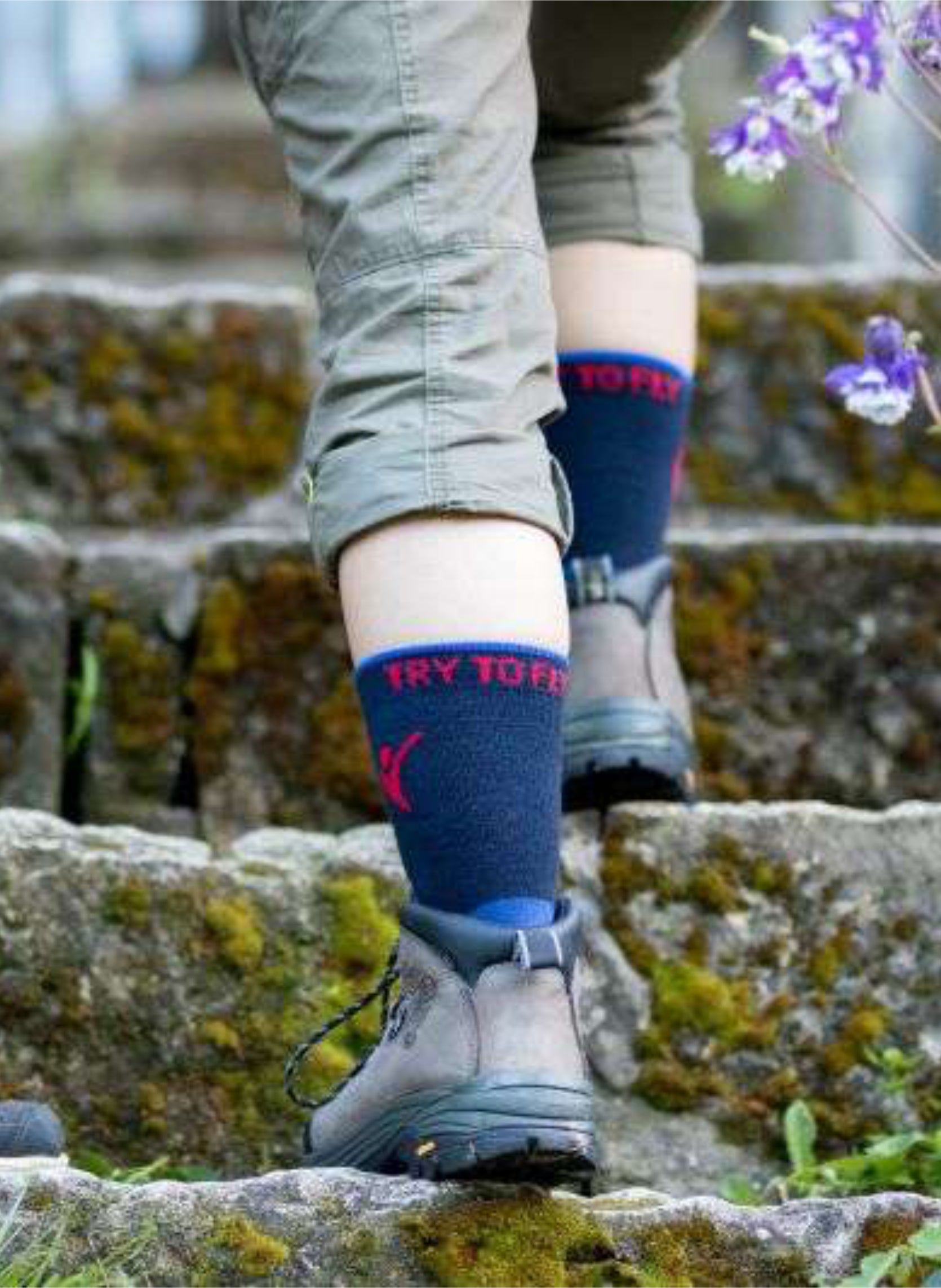 Chaussettes de Randonnée Fines Laine Mérinos Bleues