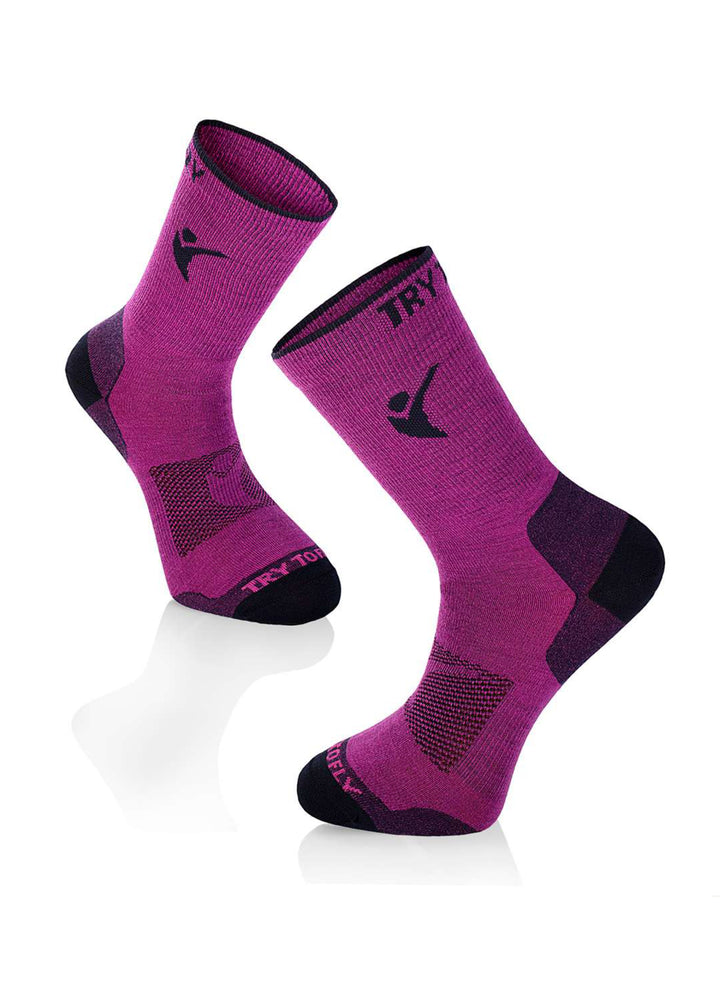 Chaussettes de Randonnée Fines Laine Mérinos Fuchsia - Try To Fly