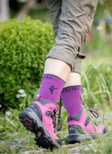 Chaussettes de Randonnée Fines Laine Mérinos Fuchsia