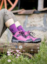 Chaussettes de Randonnée Fines Laine Mérinos Fuchsia