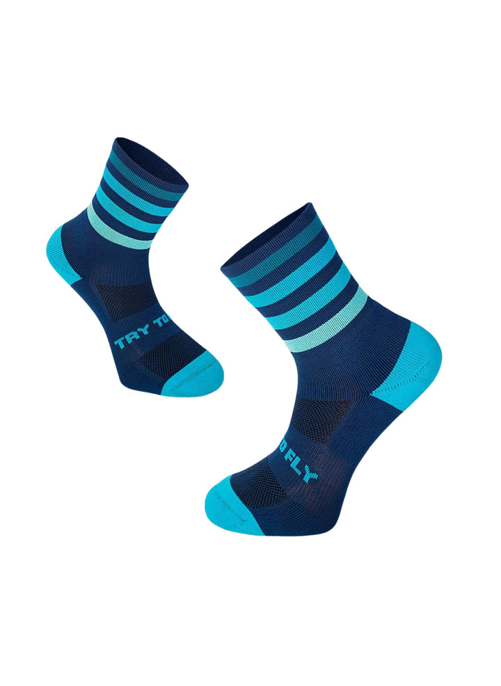 Chaussettes Running Microlon® Marine & Turquoise - Try To Fly
