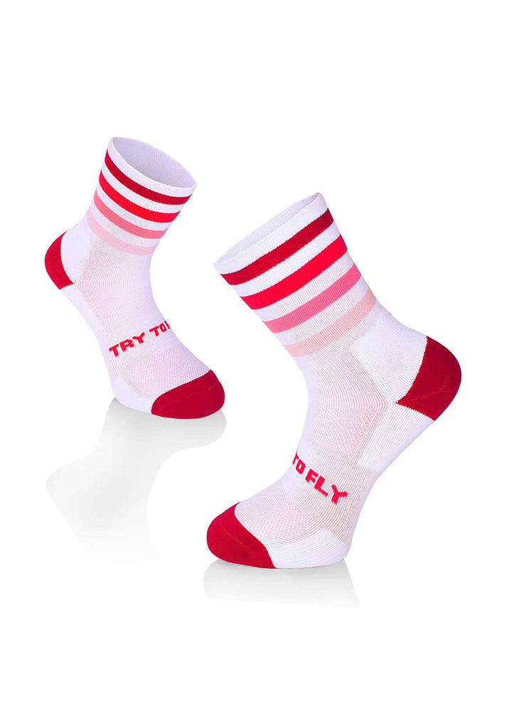 Chaussettes Running Microlon® Blanc & Rose - Try To Fly