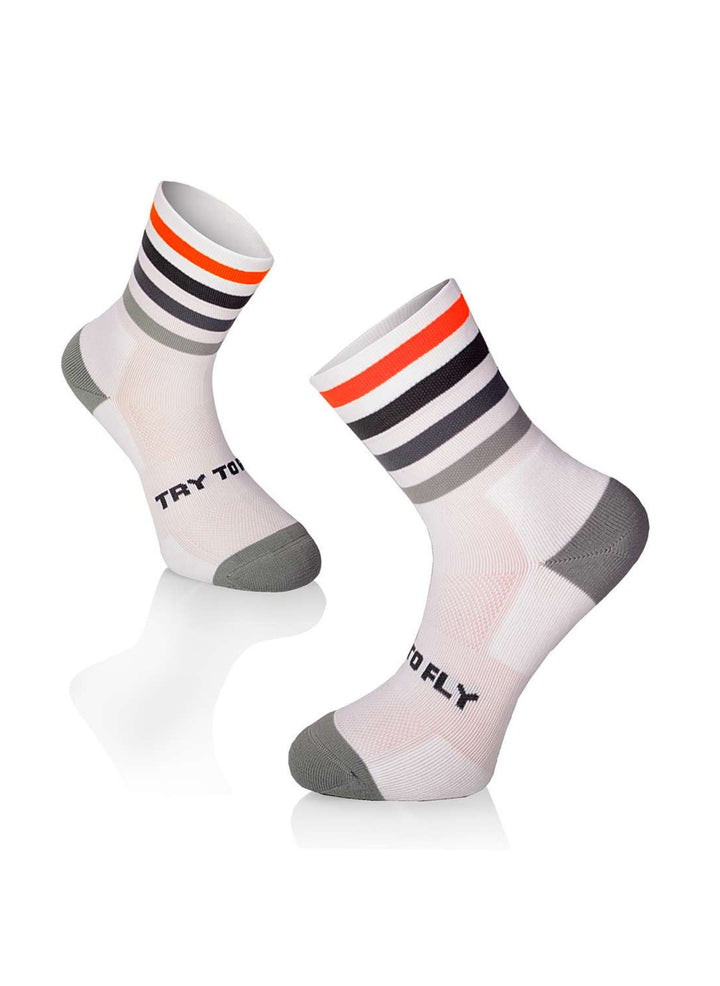 Chaussettes Running Microlon® Blanc & Gris - Try To Fly